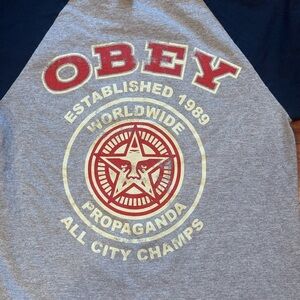 Obey Heather Gray and Dark Blue Tee